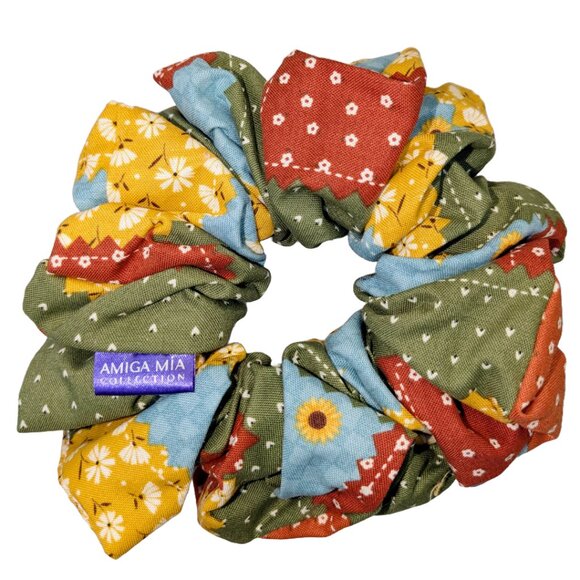 Large boho hand crafted cotton scrunchie - Picture 2 of 5